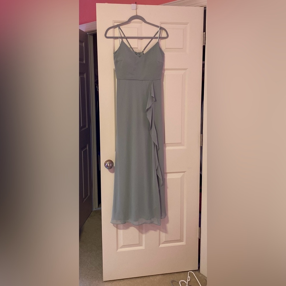 Birdy Grey Theresa Chiffon Bridesmaid Dress - Sage (hemmed; has pockets)